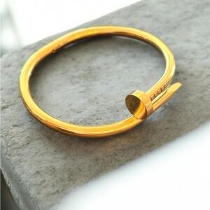 Gold Nail-Style Bangle Bracelet